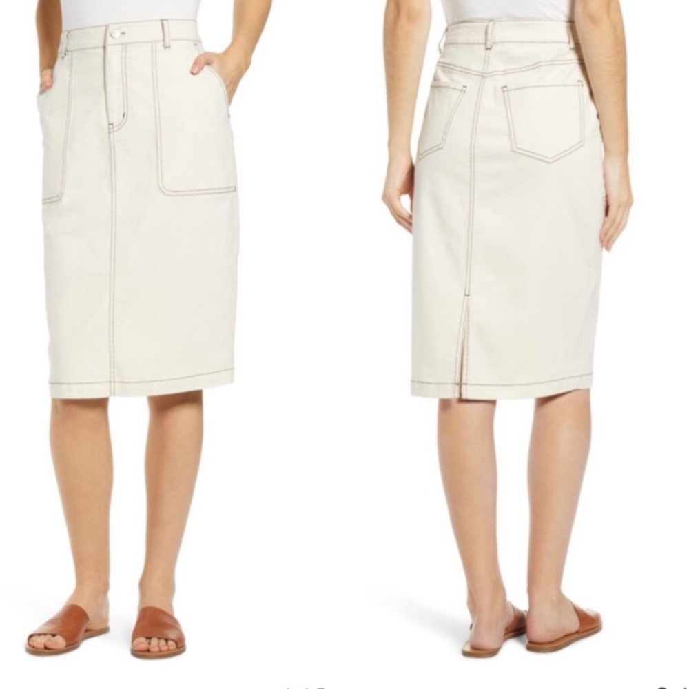 BP. Contrast Stitch Midi Skirt